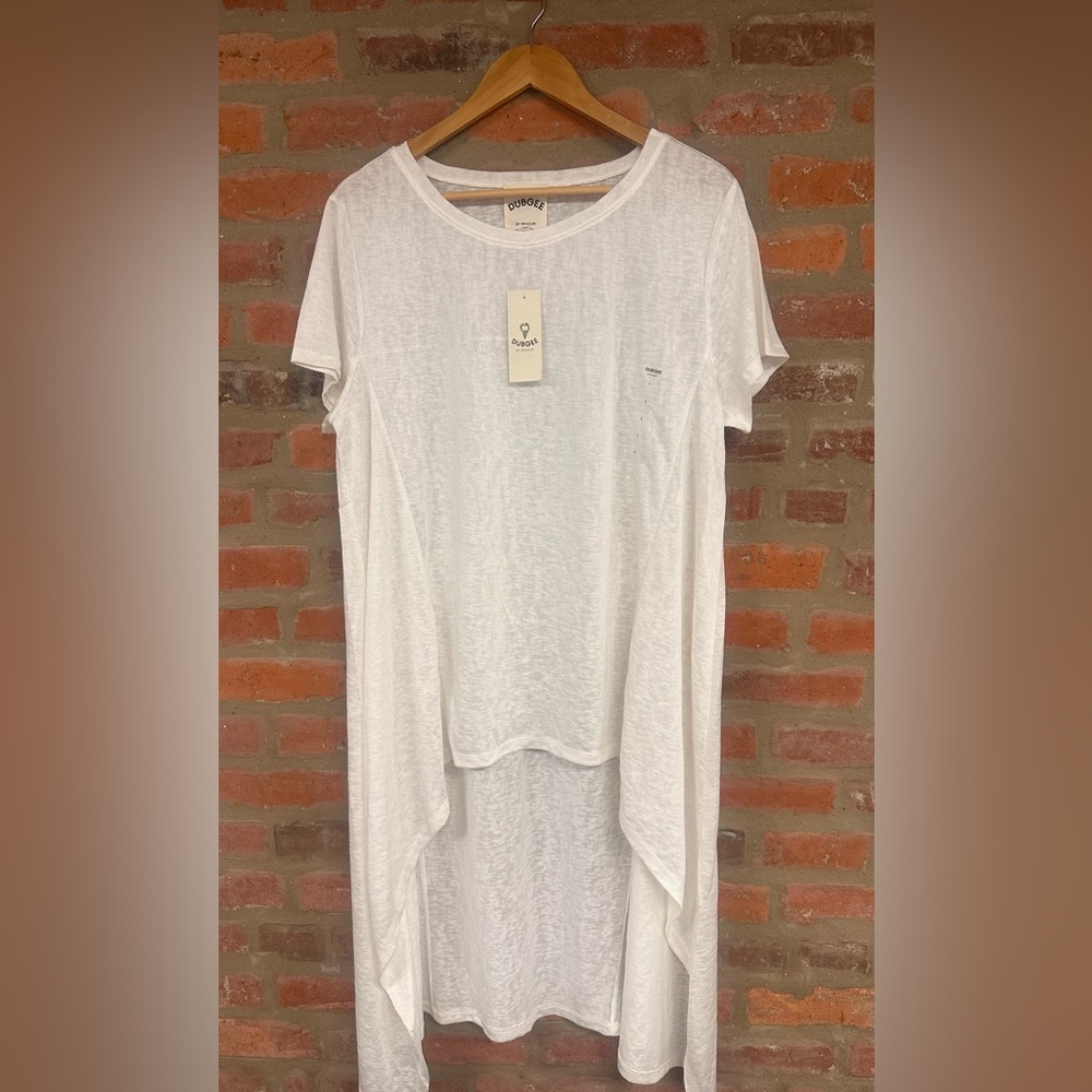 Dubgee by Whoopi NWT High-Low Knit Top Size L color is Natural